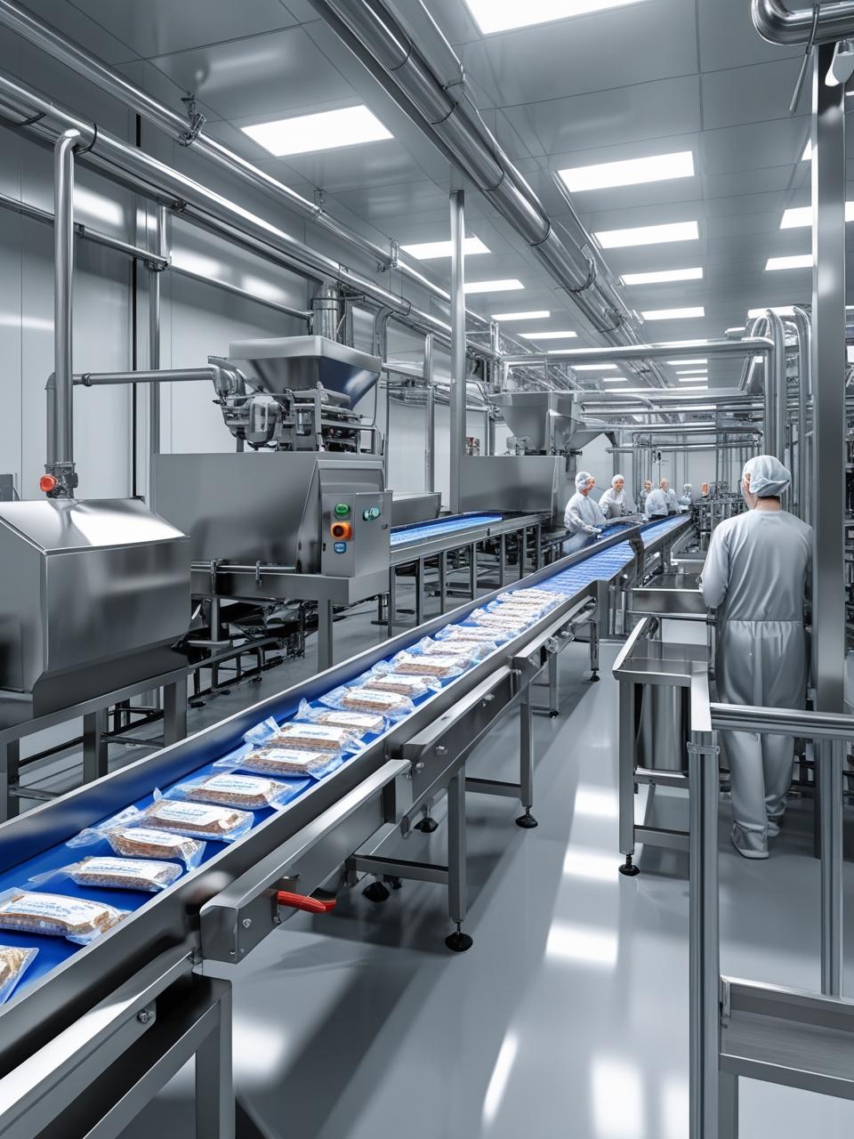 create an image of packaged food processing plant